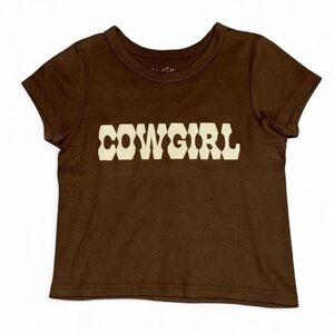 Brandy Melville “Cowgirl” Brown Cropped Tee – One Size